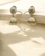 Meenkari White & Gold Kundan Jhumkay - Image 3