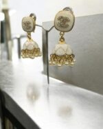 Meenkari White & Gold Kundan Jhumkay