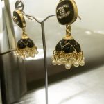 Meenkari Dark Black & Gold Kundan Jhumkay