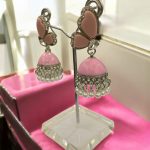Pretty Leaf Pastel Pink Dangle Jhumkay