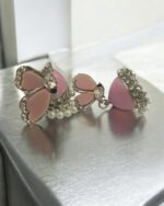 Pretty Leaf Pastel Pink Dangle Jhumkay - Image 2