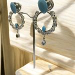 Aquamarine, Turquoise, Diamonds, Platinum Earrings.