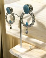 Aquamarine, Turquoise, Diamonds, Platinum Earrings.