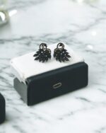Black Oxidized Peacock Earrings