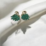 Green Crystal Oxidized Peacock Earrings