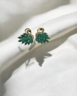 Green Crystal Oxidized Peacock Earrings