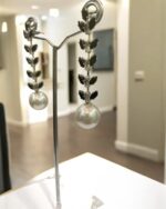 Black Leaf Inspired Silver Earrings - Image 3