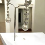 Delicate Leaf Diamond Dangling Long Silver Earrings