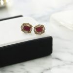 Natural Ruby Diamond Cluster Earrings