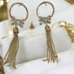 Golden Hoop Earrings With Bow Pendant
