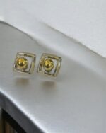 Square Frame Stud Earrings - Image 2