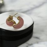 Baby Pink Hoop Amber Earrings