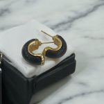 Dark Blacke Hoop Amber Earrings