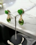 Green Crystal Folwer Earring - Image 3