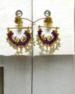 Half Cut Purpal Peacock Earrings - Image 2