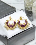 Half Cut Purpal Peacock Earrings