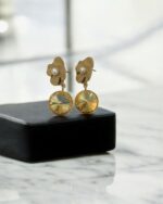 Gold Shell Pearl Flower Chain Earrings