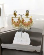 Half Cut Baby Pink Peacock Earrings