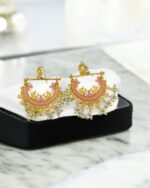 Half Cut Baby Pink Peacock Earrings - Image 3