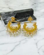 Half Cut Yellow Peacock Earrings - Image 3