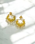 Half Cut Yellow Peacock Earrings - Image 2