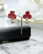 Three Leaf Pink Earring - Image 4