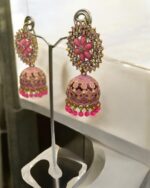 Indian Pink Jhumka Earrings