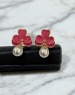 Three Leaf Pink Earring - Image 2