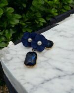 Dramatic Blue Flower Earrings