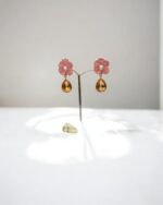 Pretty Flower Pastel Pink Dangle Earrings - Image 3