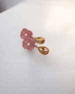 Pretty Flower Pastel Pink Dangle Earrings - Image 2
