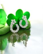 Stylish Round Cut Curved Silver Earrings