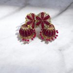 Deep Red Jhumka Earrings