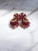 Deep Red Jhumka Earrings