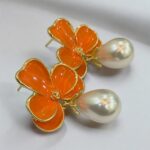 Stainless Steel Flower Pearl Earring - Image 3
